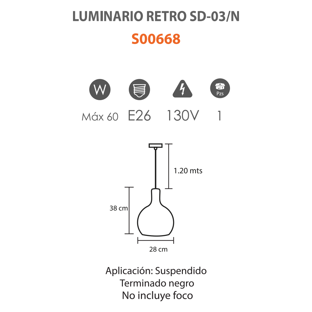 Luminario Colgante Retro SD-03/N
