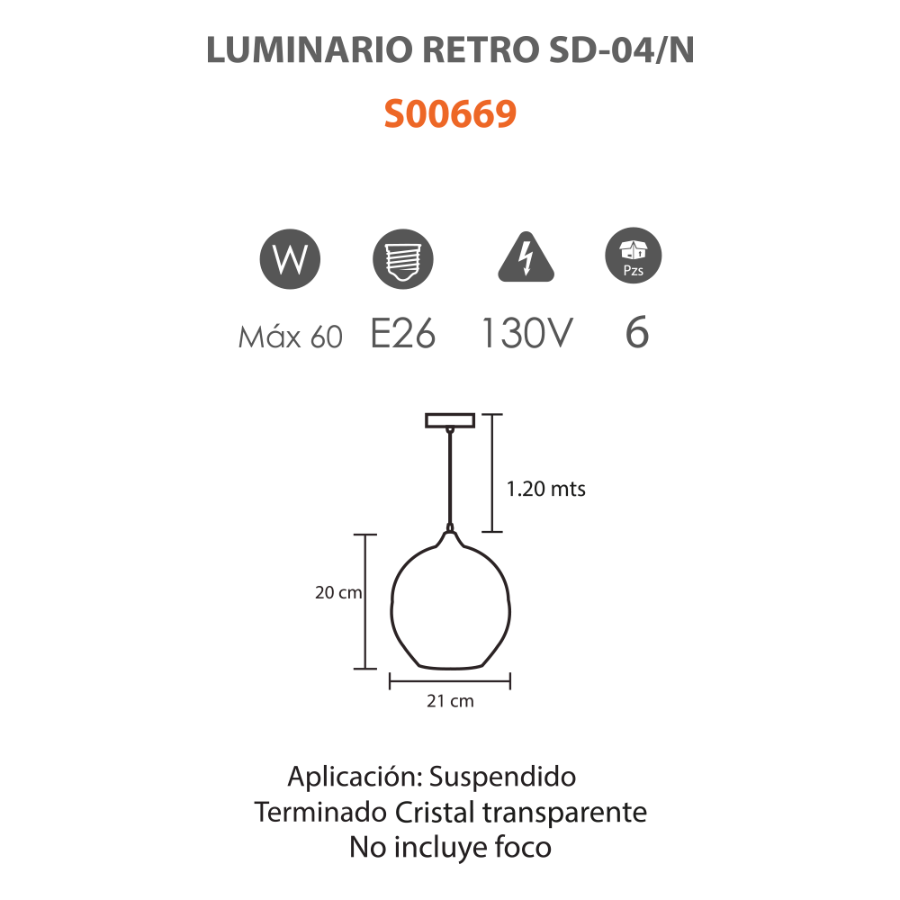 Luminario Colgante Retro SD-04/N