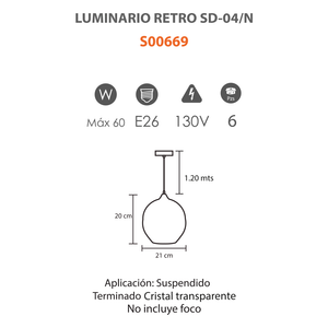 Luminario Colgante Retro SD-04/N