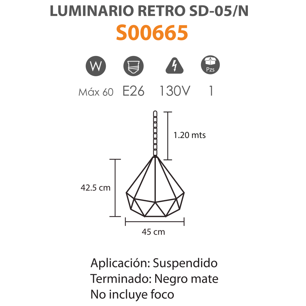 Luminario Colgante Retro SD-05/N