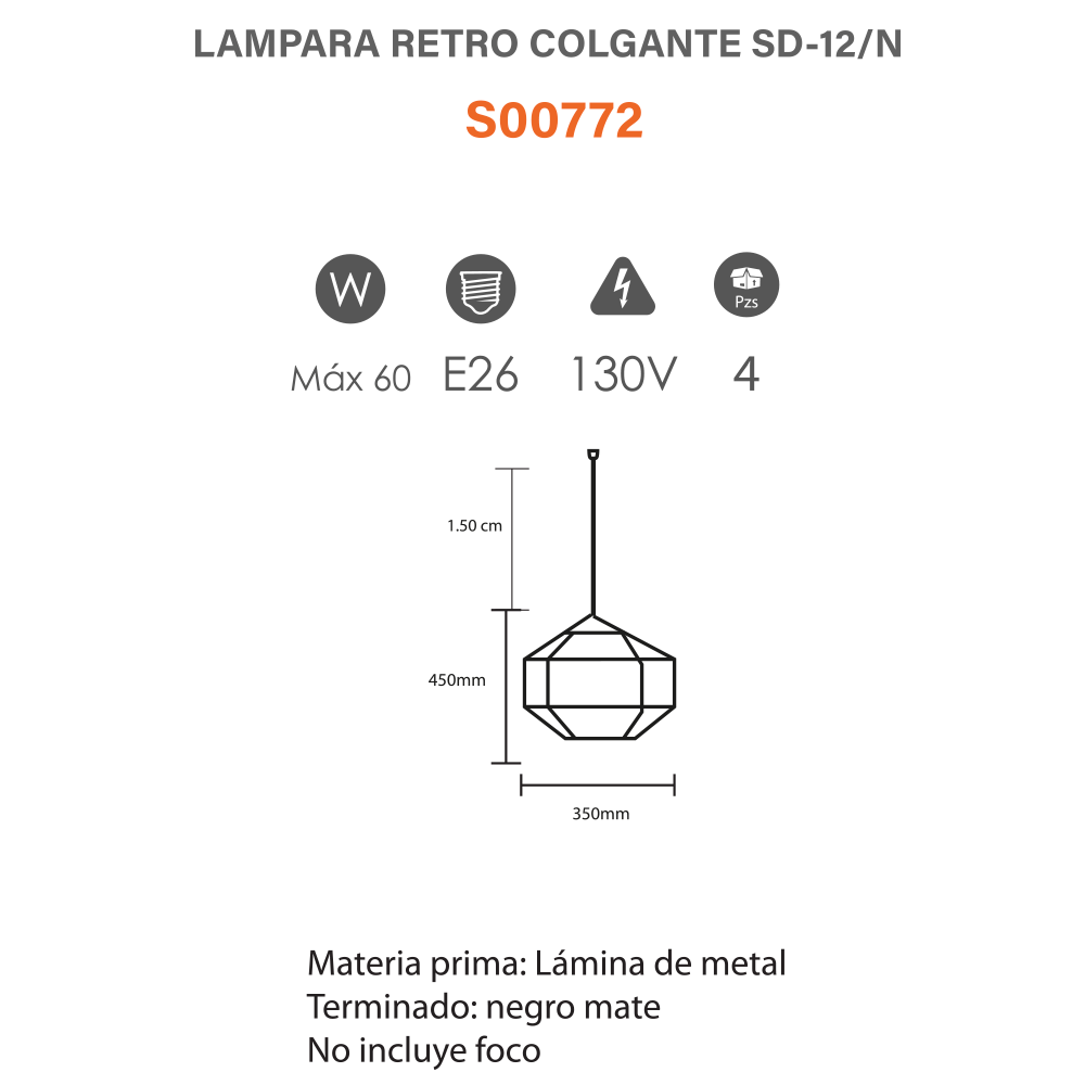 Lámpara Retro Colgante SD-12/N